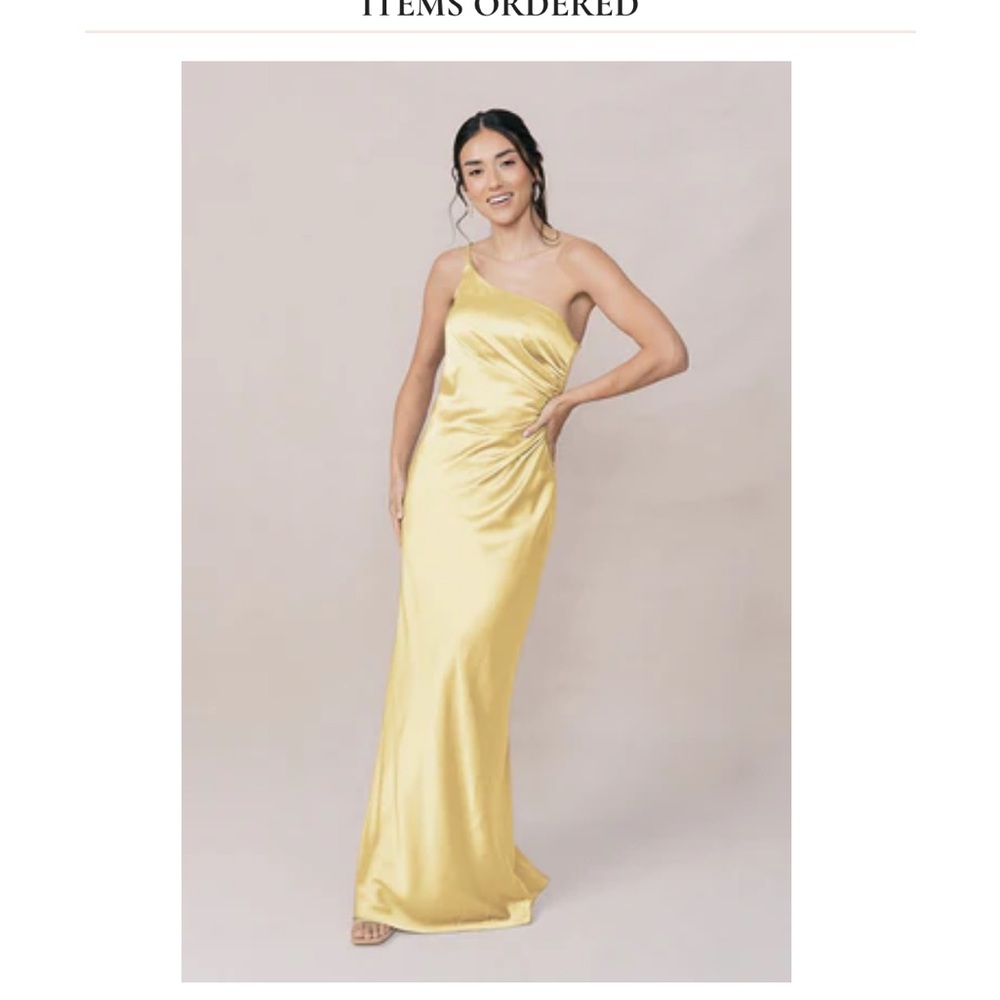 Revelry Satin One-Shoulder Gown in Yellow